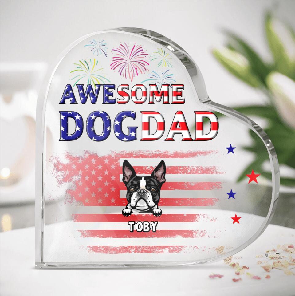 Personalized Dog Dad Acrylic Plaque - Gift Idea For Dog Lovers - Up To 6 Dogs - Awesome Dog Dad