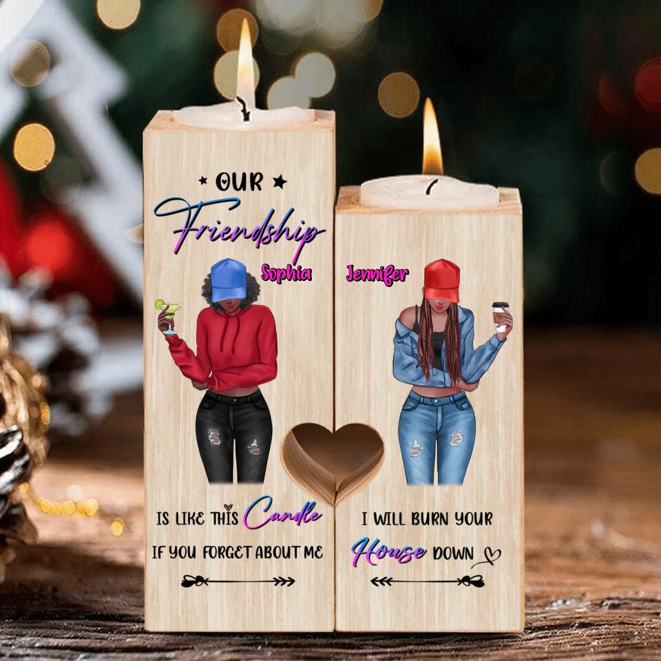 Personalized Friendship Heart Candle Holder - Gift Idea For Best Friends - Our Friendship Is Like This Candle