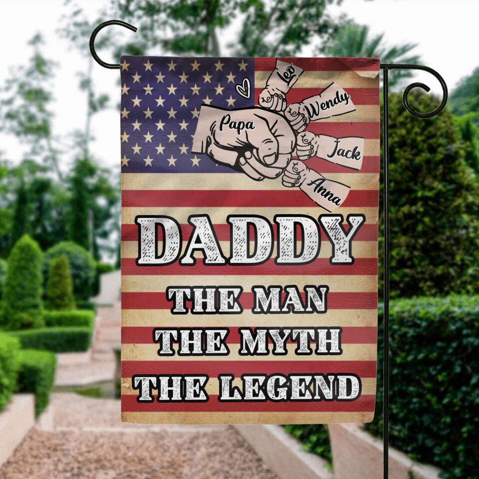 Personalized Daddy Flag - Up to 4 Children - Gift Idea For Independence Day/Father's Day  - Daddy The Man The Myth The Legend