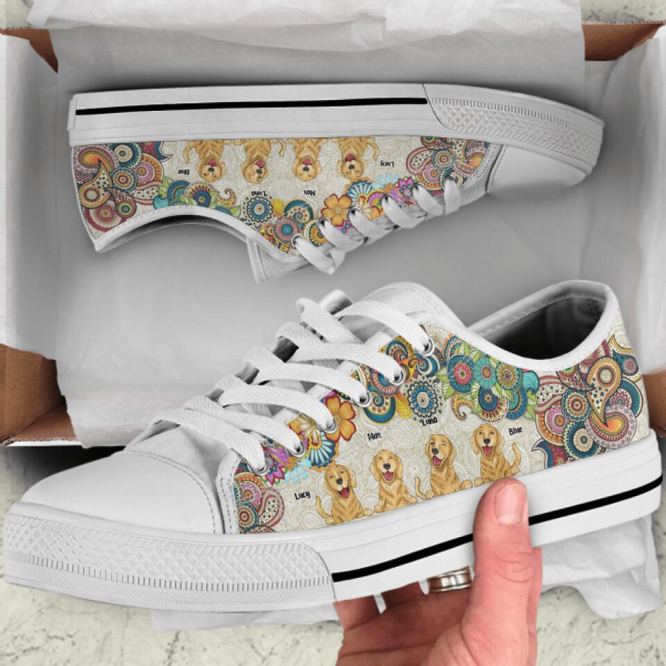 Personalized Golden Retriever Low Top Sneakers - up to 4 Dogs - Gift Idea For Dog Lover