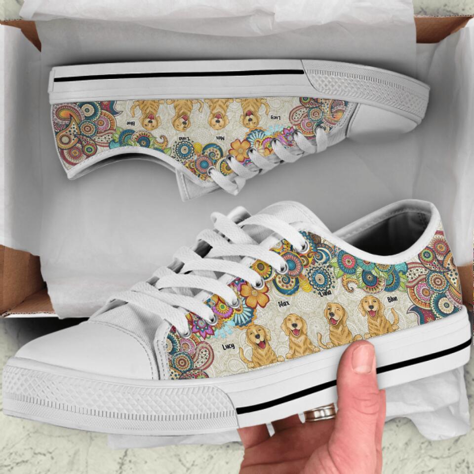Personalized Golden Retriever Low Top Sneakers - up to 4 Dogs - Gift Idea For Dog Lover