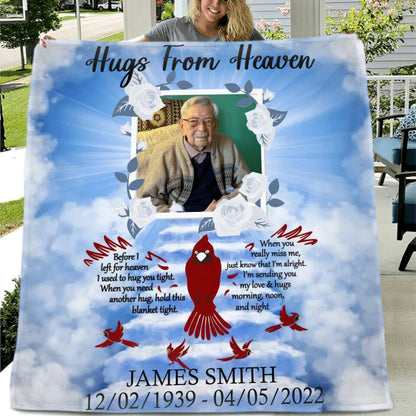 Custom Photo Blanket - Memorial Gift Idea - Hugs From Heaven