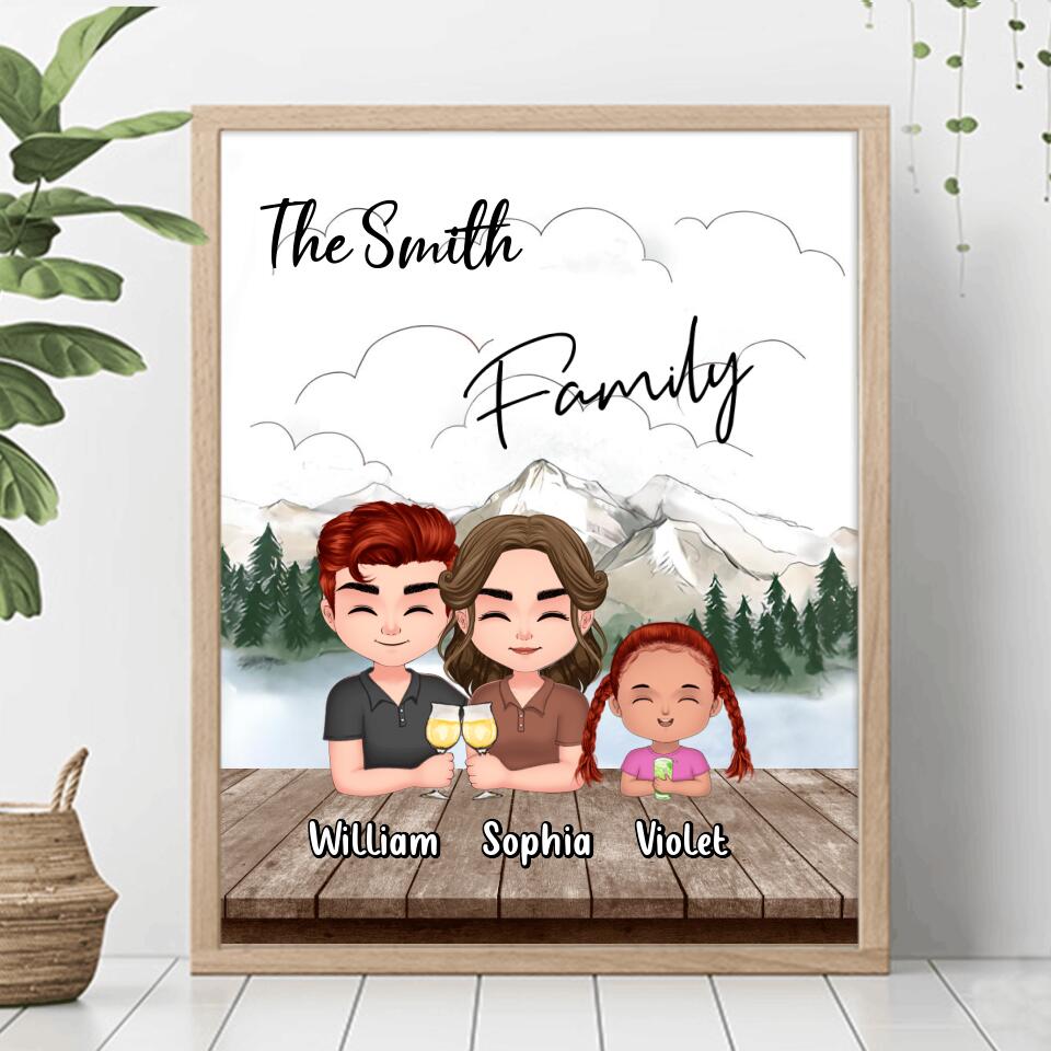 Personalized Family Poster - Up to 4 Adults And 2 Kids - Gift Idea for Father's Day/Mother's Day/Family