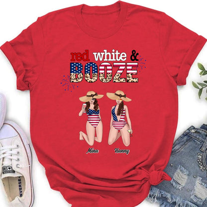 Personalized Friends Shirt/Hoodie - Up to 6 People - Gift Idea For Friends/Independence Day - Red, White And Boozed