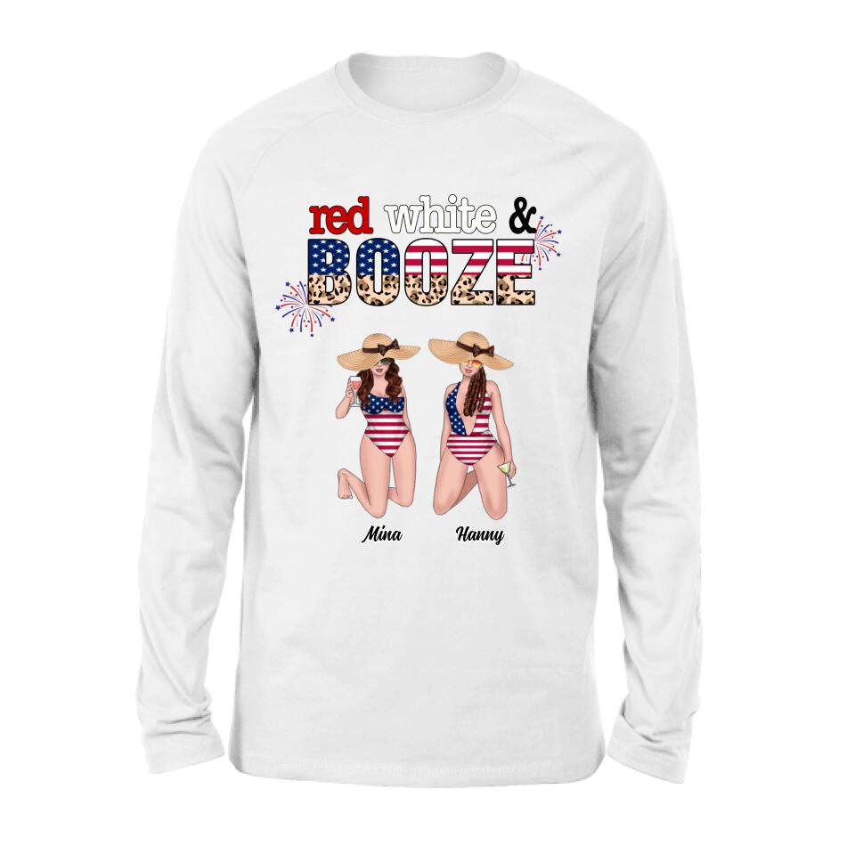 Personalized Friends Shirt/Hoodie - Up to 6 People - Gift Idea For Friends/Independence Day - Red, White And Boozed