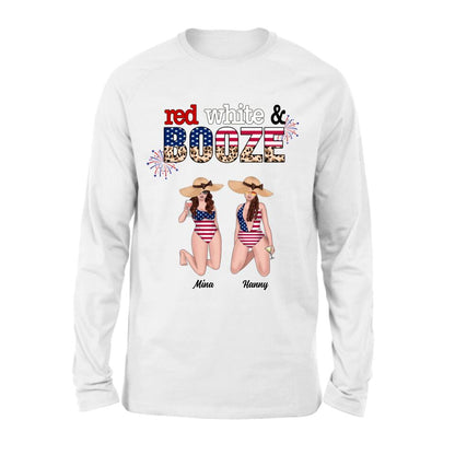 Personalized Friends Shirt/Hoodie - Up to 6 People - Gift Idea For Friends/Independence Day - Red, White And Boozed