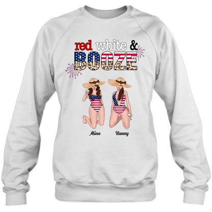 Personalized Friends Shirt/Hoodie - Up to 6 People - Gift Idea For Friends/Independence Day - Red, White And Boozed