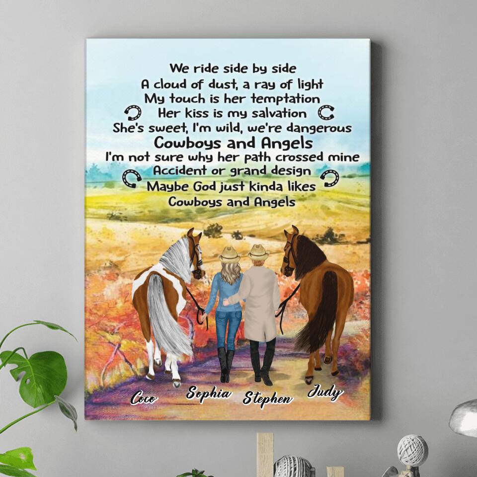 Personalized Horse Couple Canvas - Gift Idea For Couples, For Her, For Him, Horse Lovers - We Ride Side By Side