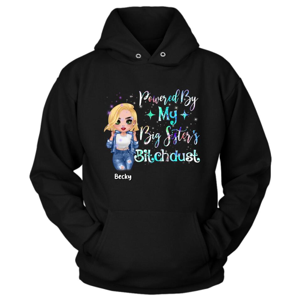 Personalized Chibi Sisters T-shirt/Long Sleeve/Sweatshirt/Hoodie - Gift Idea For Sibling/Best Sisters - Powered By My Big Sister's Bitchdust