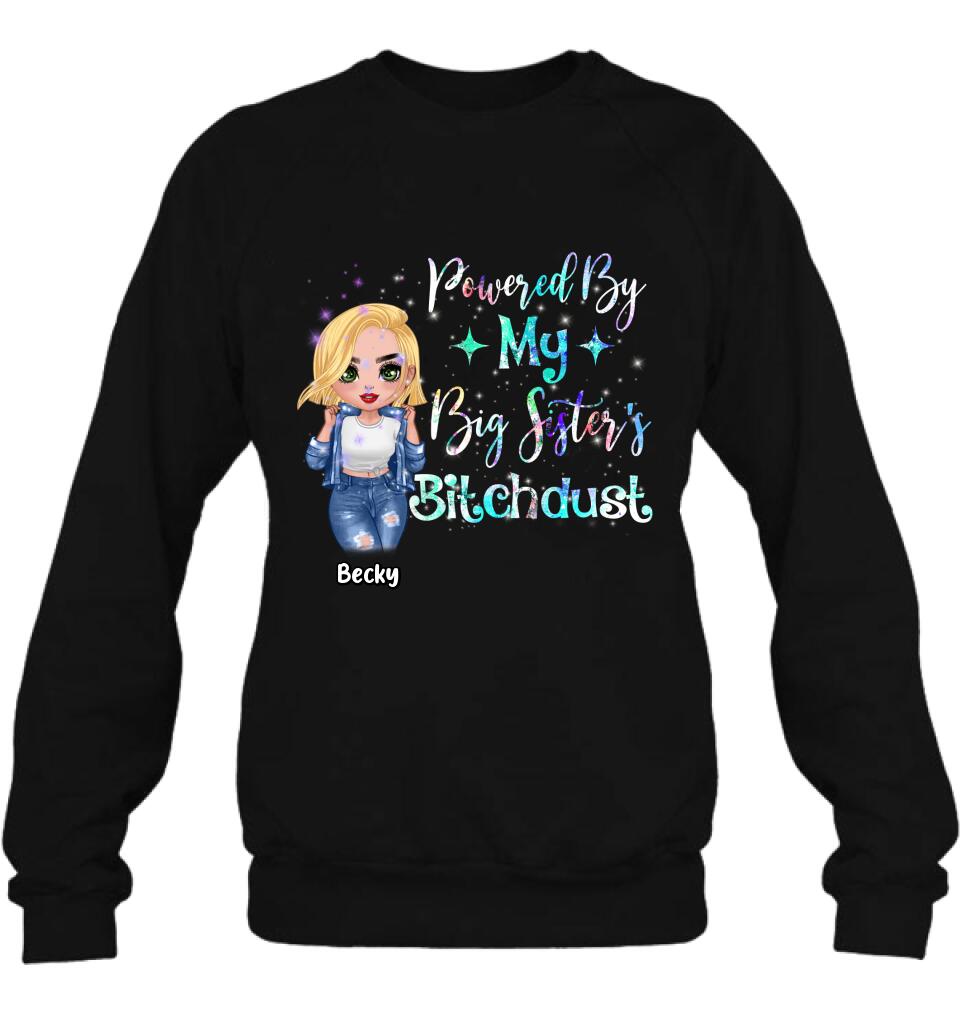 Personalized Chibi Sisters T-shirt/Long Sleeve/Sweatshirt/Hoodie - Gift Idea For Sibling/Best Sisters - Powered By My Big Sister's Bitchdust