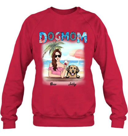 Personalized Dog Mom Summer Patterned Shirt/Hoodie - Up to 4 Dogs - Gift Idea For Dog Mom