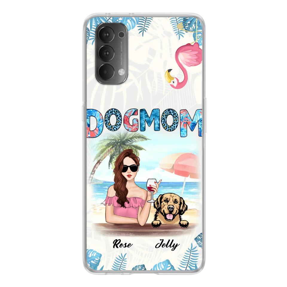 Personalized Dog Mom Summer Patterned Phone Case - Up to 4 Dogs - Gift Idea For Dog Mom - Case For Xiaomi, Oppo And Huawei