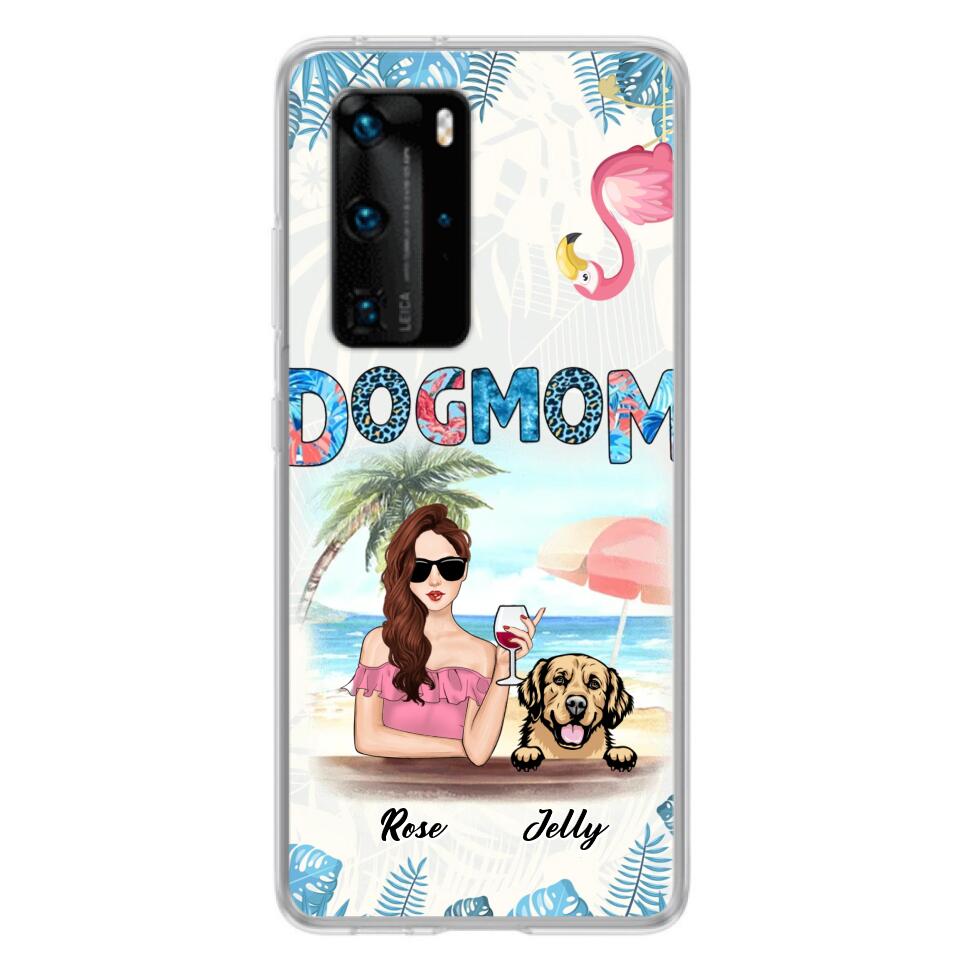 Personalized Dog Mom Summer Patterned Phone Case - Up to 4 Dogs - Gift Idea For Dog Mom - Case For Xiaomi, Oppo And Huawei