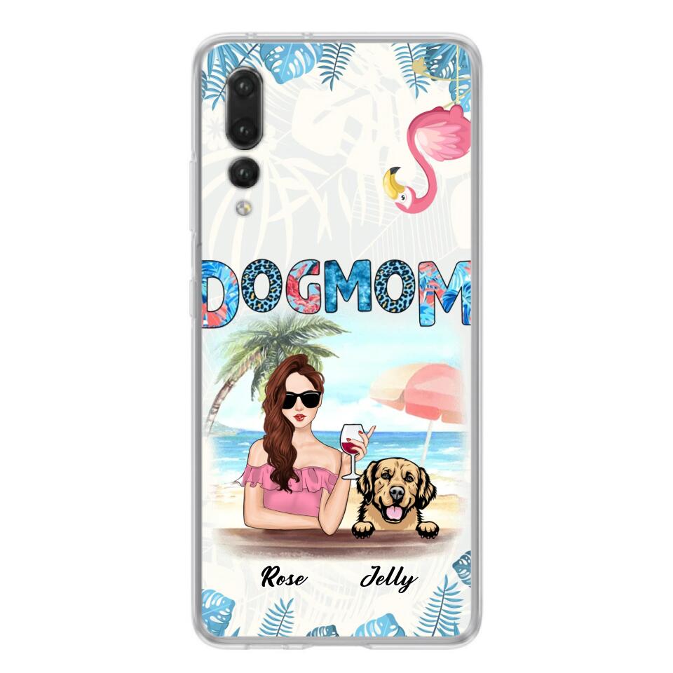 Personalized Dog Mom Summer Patterned Phone Case - Up to 4 Dogs - Gift Idea For Dog Mom - Case For Xiaomi, Oppo And Huawei