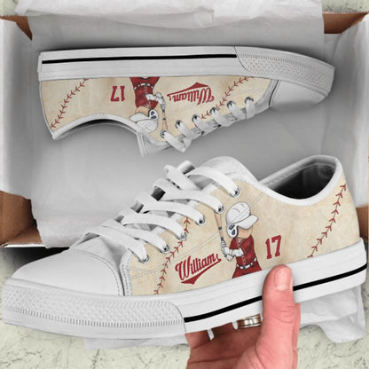 Personalized Baseball Low Top Sneakers - Gift Idea For Baseball Lover/Birthday Gift