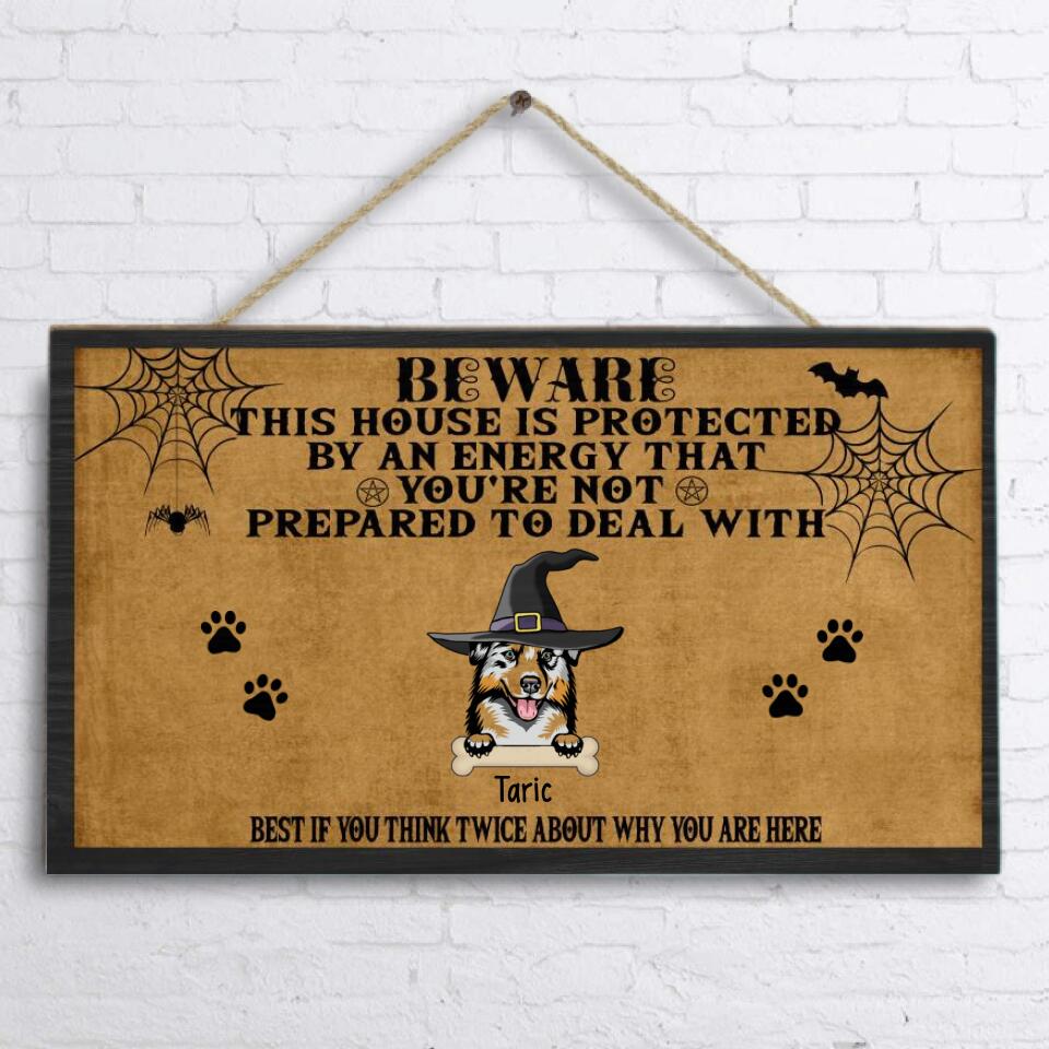 Personalized Dog Halloween Door Sign - Up to 5 Dogs - Best Gift For Dog Lovers