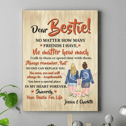 Personalized Dear Bestie Canvas - Gift Idea For Friend/Bestie - You Have A Special Place In My Heart Forever