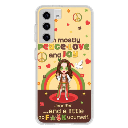 Custom Personalized Chibi Girl Case for iPhone/ Samsung - Gift Idea For Best Friend - I'm Mostly Peace Love and Joy