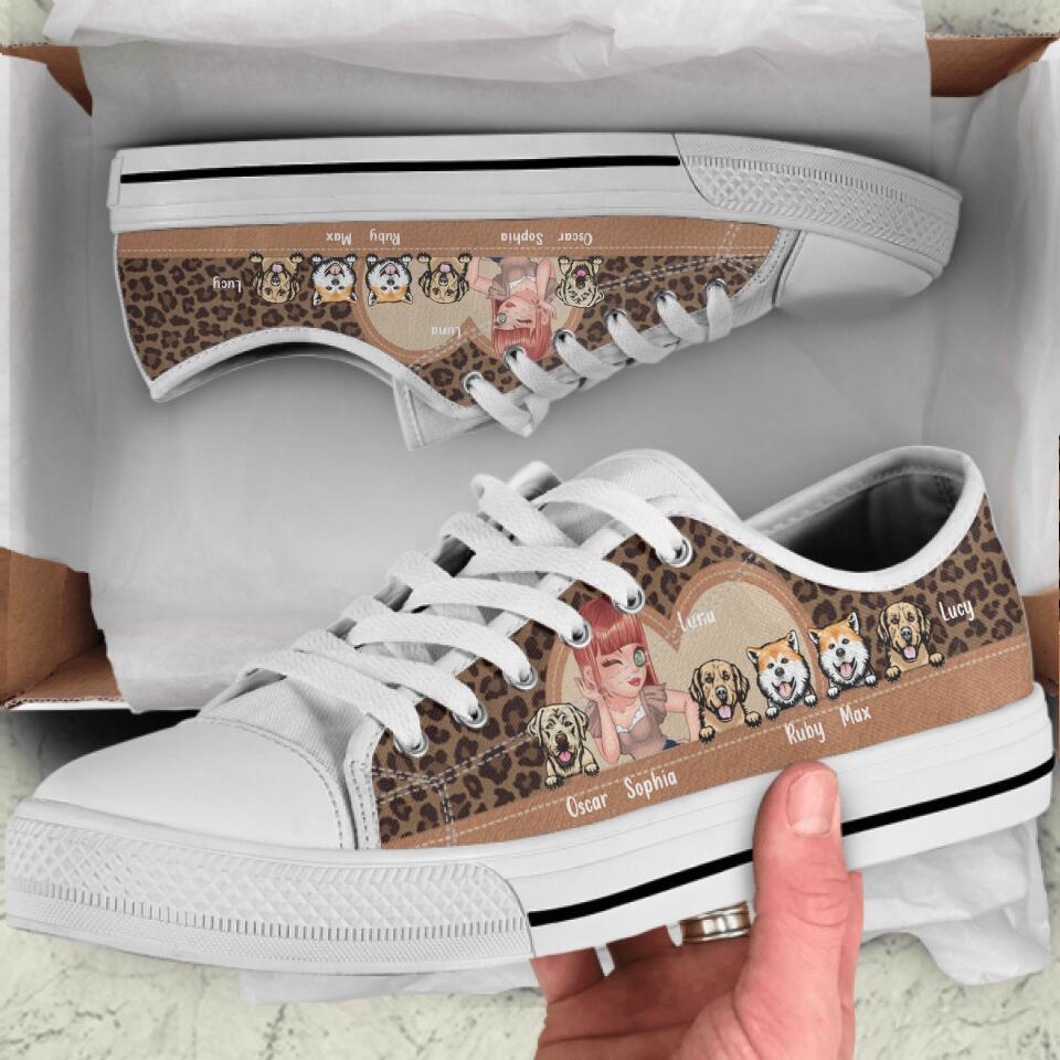 Personalized Pet Mom Low Top Sneakers - Gift Idea For Dog Lover/Cat Lover with up to 5 Pets