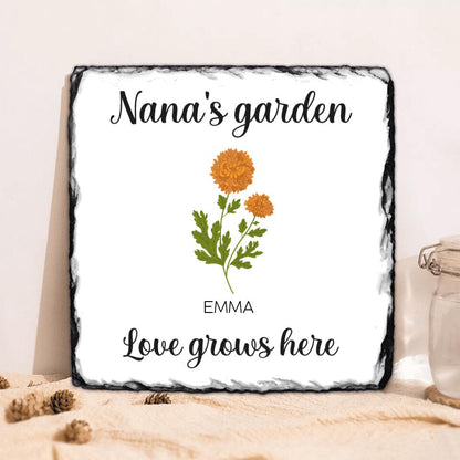 Personalized Nana's Garden Square Lithograph - Up to 9 Kids - Gift Idea For Grandma/Garden Lover - Love Grows Here