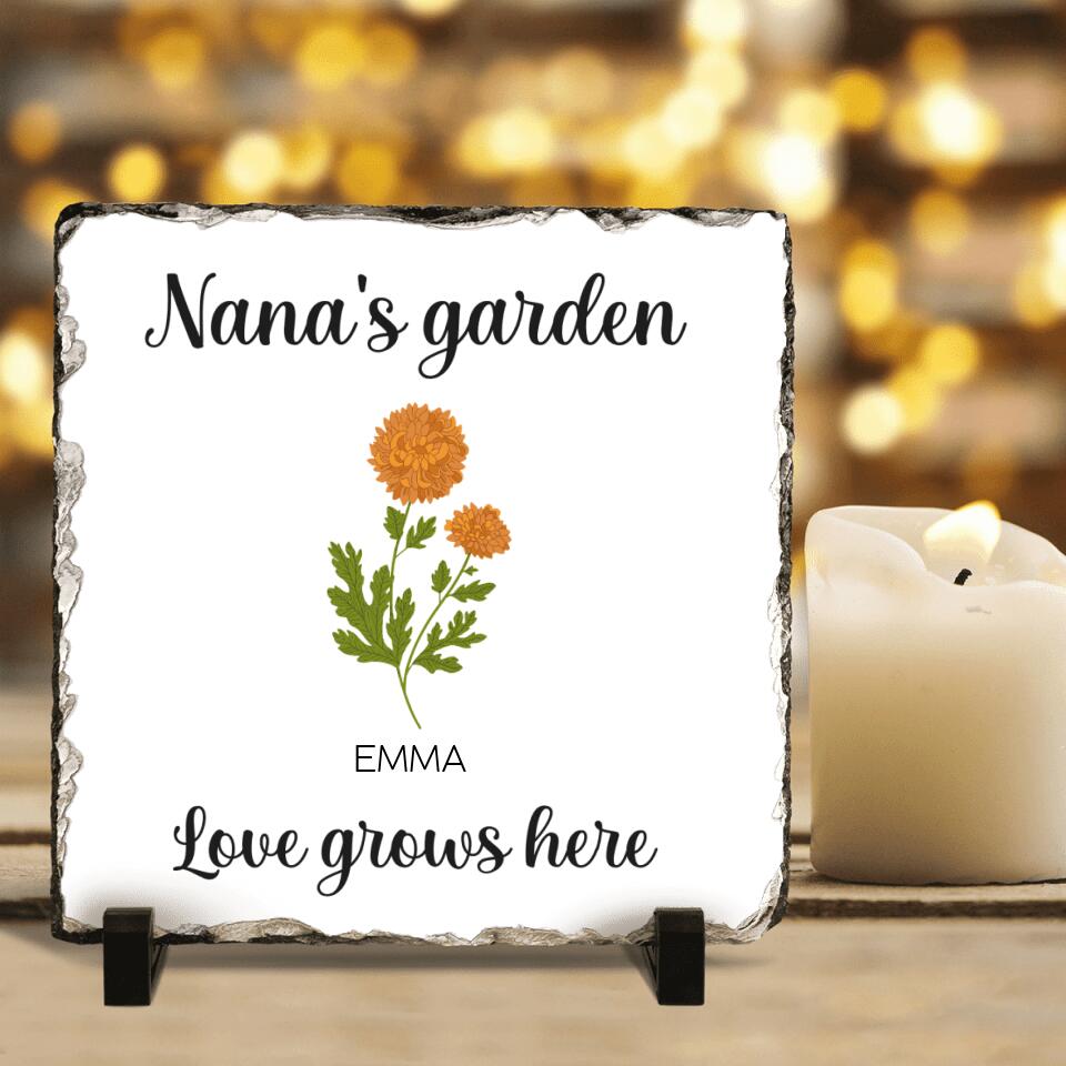 Personalized Nana's Garden Square Lithograph - Up to 9 Kids - Gift Idea For Grandma/Garden Lover - Love Grows Here