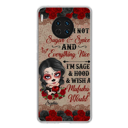 Custom Personalized Skull Girl Phone Case - Halloween Gift For Skull Lover - I'm Not Sugar & Spice - Case For Xiaomi, Oppo And Huawei