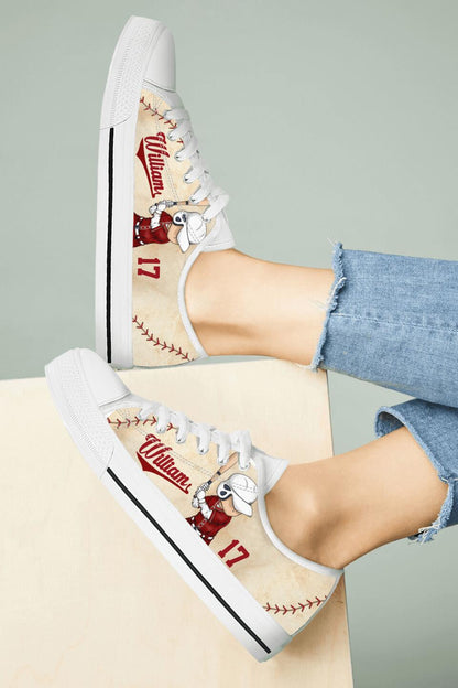 Personalized Baseball Low Top Sneakers - Gift Idea For Baseball Lover/Birthday Gift