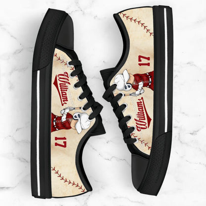 Personalized Baseball Low Top Sneakers - Gift Idea For Baseball Lover/Birthday Gift