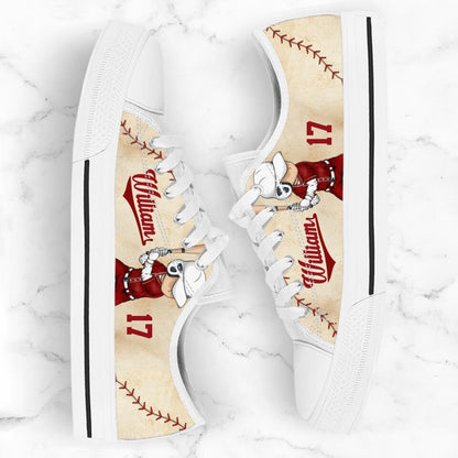 Personalized Baseball Low Top Sneakers - Gift Idea For Baseball Lover/Birthday Gift