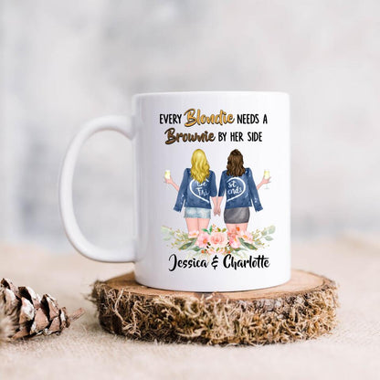 Personalized Bestie Coffee Mug - Gift Idea For Best Friend - Every Blondie Needs A Brownie By Her Side