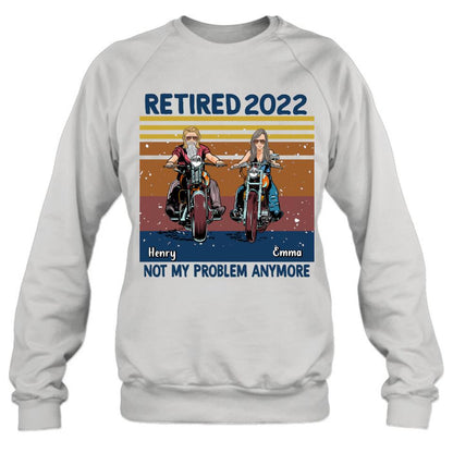 Custom Personalized Motorcycle Retired Shirt - Retired Gift Idea For Biker - Retired Not My Problem Anymore