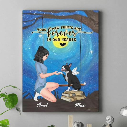 Personalized Dog Mom Canvas - Gift Idea For Dog Mom/Dog Lover - Your Paw Prints Are Forever In Our Hearts