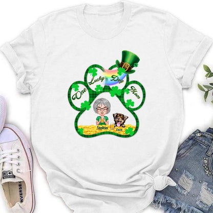 Personalized Dog Mom Shirt - Up to 4 Dogs - Gift Idea For St Patrick's Day - One Lucky Dog Mom