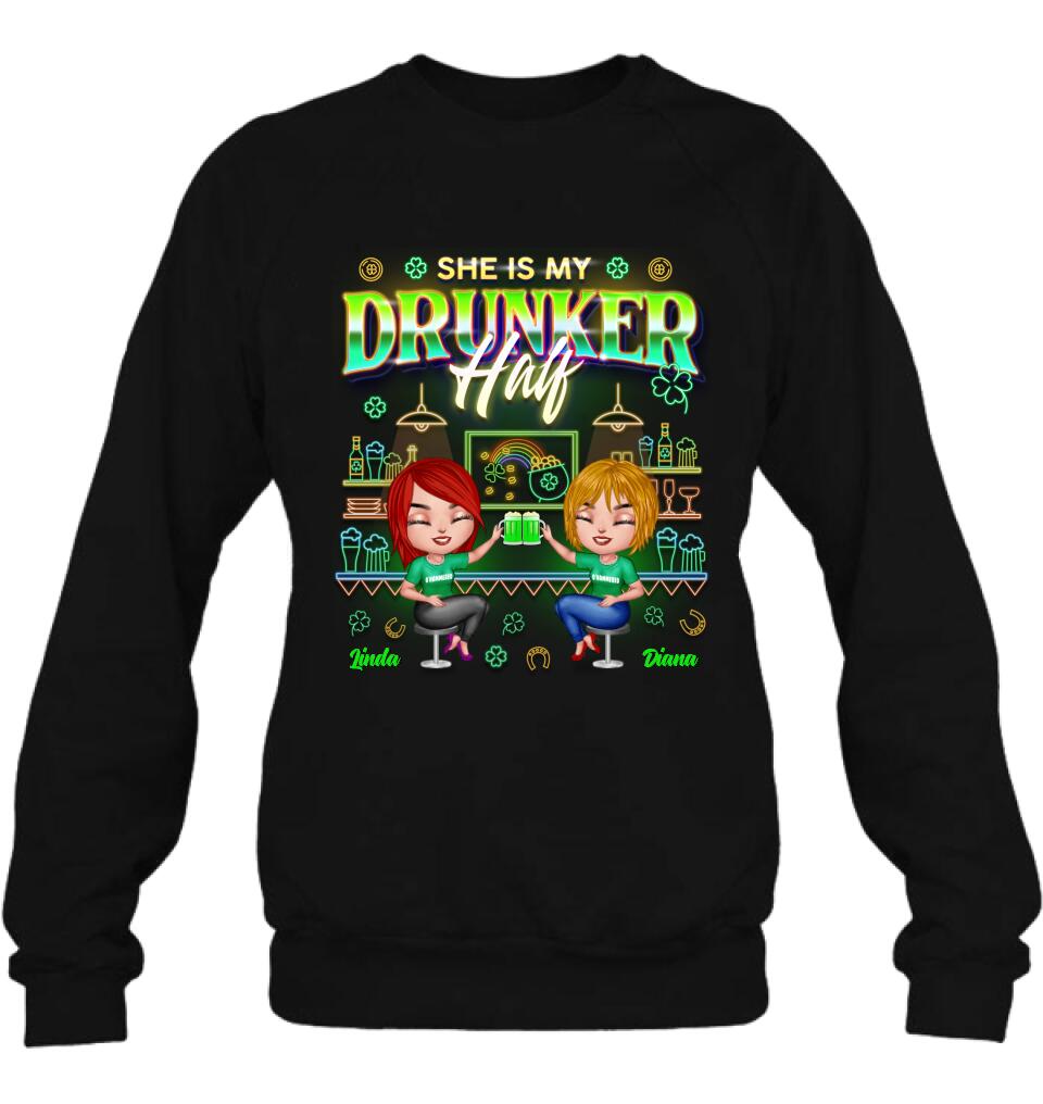 Personalized Drunker Half Shirt - Up to 5 People - Gift Idea For St. Patrick's Day - She Is My Drunker Half