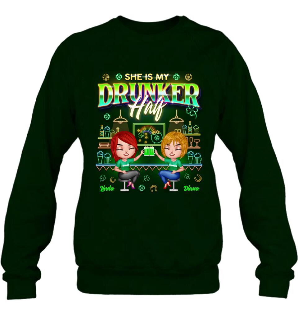 Personalized Drunker Half Shirt - Up to 5 People - Gift Idea For St. Patrick's Day - She Is My Drunker Half