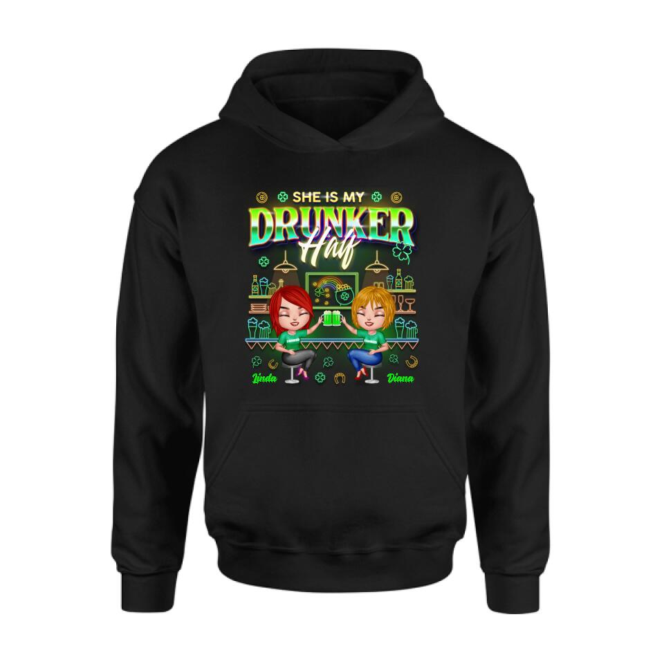 Personalized Drunker Half Shirt - Up to 5 People - Gift Idea For St. Patrick's Day - She Is My Drunker Half