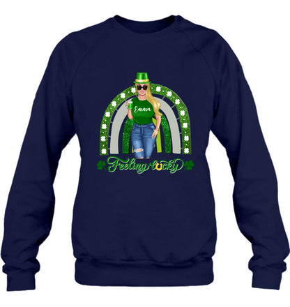 Personalized Irish Girl Unisex T-shirt/Sweatshirt/Hoodie - Gift Idea For St Patrick's Day - Feeling Lucky