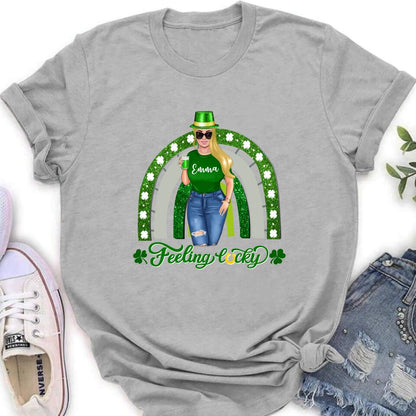 Personalized Irish Girl Unisex T-shirt/Sweatshirt/Hoodie - Gift Idea For St Patrick's Day - Feeling Lucky