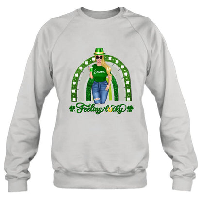 Personalized Irish Girl Unisex T-shirt/Sweatshirt/Hoodie - Gift Idea For St Patrick's Day - Feeling Lucky