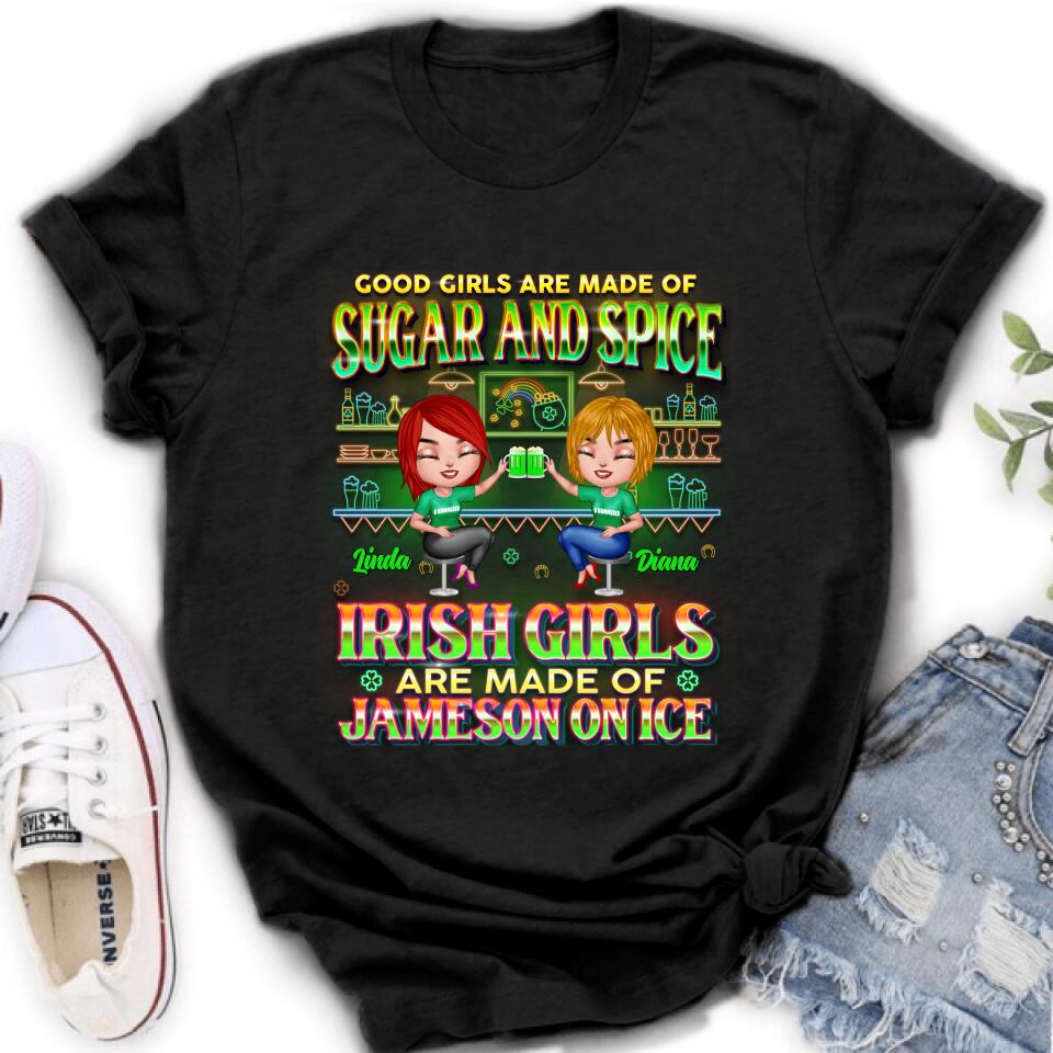 Personalized Irish Girls Shirt/Hoodie - Up to 4 Girls - Gift Idea For St. Patrick's Day - Good Girls Are Made Of Sugar And Spice