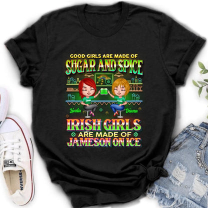 Personalized Irish Girls Shirt/Hoodie - Up to 4 Girls - Gift Idea For St. Patrick's Day - Good Girls Are Made Of Sugar And Spice