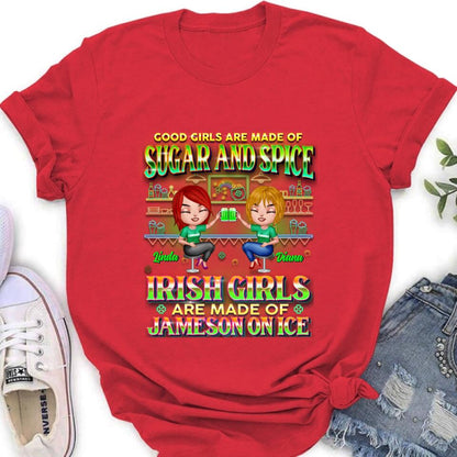 Personalized Irish Girls Shirt/Hoodie - Up to 4 Girls - Gift Idea For St. Patrick's Day - Good Girls Are Made Of Sugar And Spice