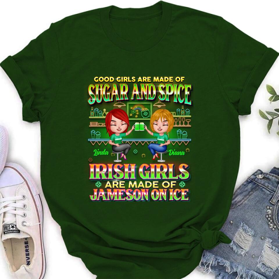 Personalized Irish Girls Shirt/Hoodie - Up to 4 Girls - Gift Idea For St. Patrick's Day - Good Girls Are Made Of Sugar And Spice
