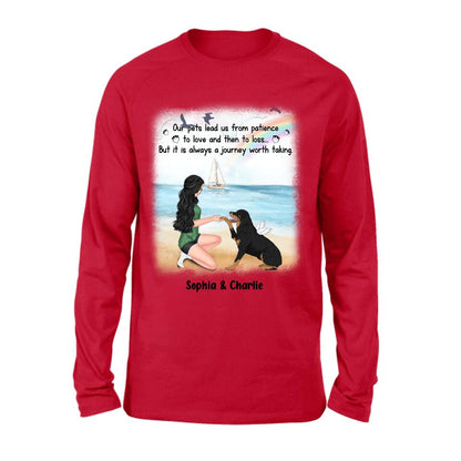 Personalized Dog Mom Shirt/Hoodie - Memorial Gift For Dog Mom/Dog Lover - Our pets lead us from patience to love and then to loss