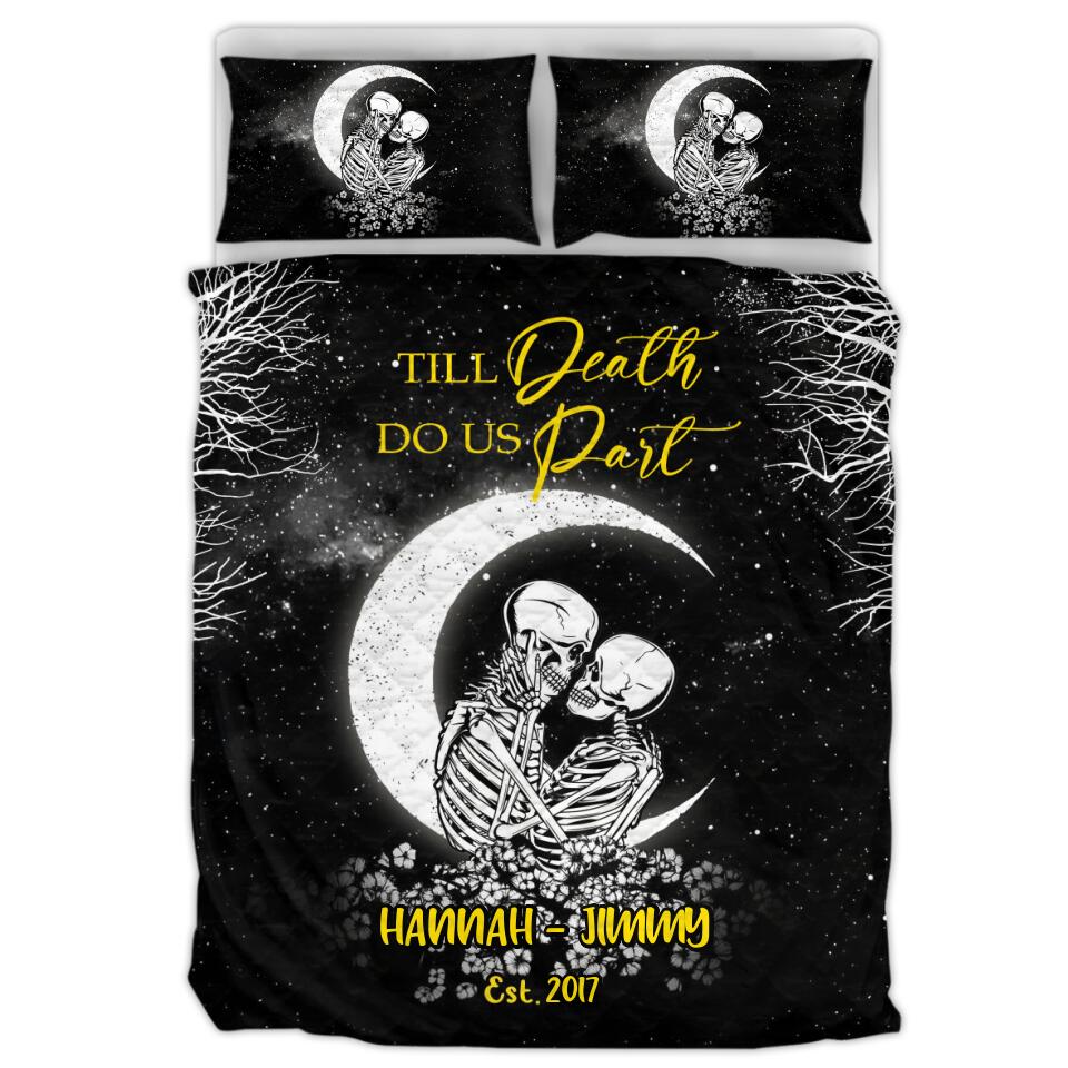Custom Personalized Skull Couple Quilt Bed Set - Gift Idea For Couple - Till Death Do Us Part