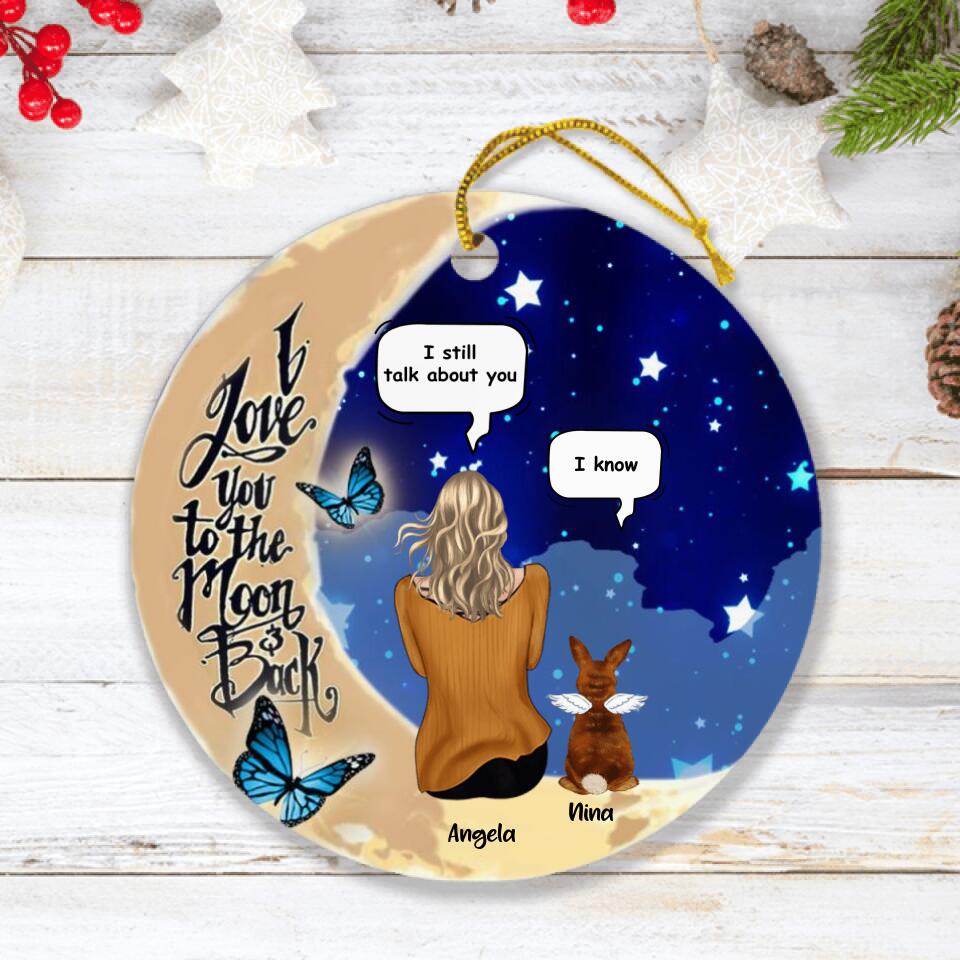 Personalized Memorial Rabbit Ornament - Up to 4 Rabbits - Memorial Gift For Rabbit Lovers - I Love You To The Moon & Back