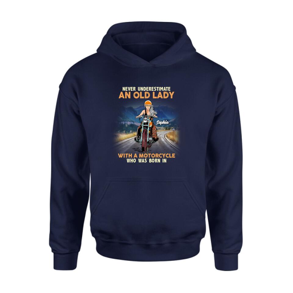 Personalized Biker Grandma Shirt/Pullover Hoodie - Mother's Day Gift For Grandma/Biker - Assuming I'm Just An Old Lady Was Your First Mistake