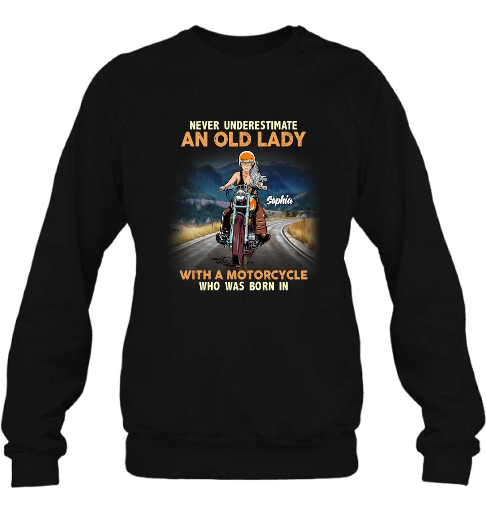 Personalized Biker Grandma Shirt/Pullover Hoodie - Mother's Day Gift For Grandma/Biker - Assuming I'm Just An Old Lady Was Your First Mistake