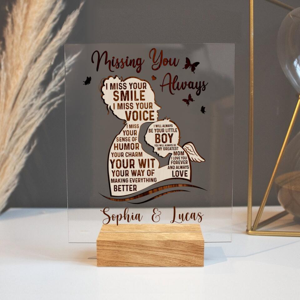 Personalized Mom And Son Acrylic Plaque - Memorial Gift For Mother's Day/Family - Missing You Always