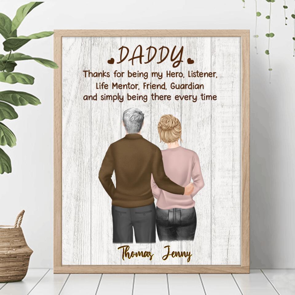 Personalized Daddy Poster - Gift Idea For Family - Thanks For Being My Hero